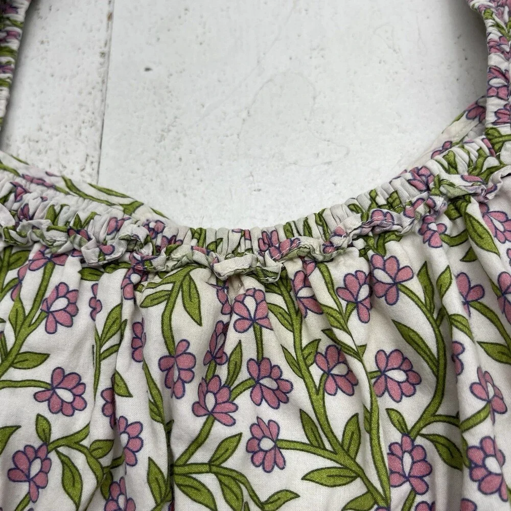 Rahi Anthropologie White Pink Floral Puff Sleeve Cropped Blouse Women's Size M - Picture 10 of 10